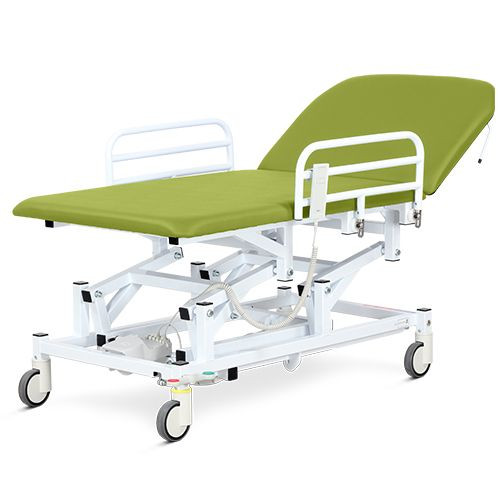 Examination & Treatment Couch, Two Section, Mobile, Bariatric, Electric with Electric Backrest, Foot Switch, Lime