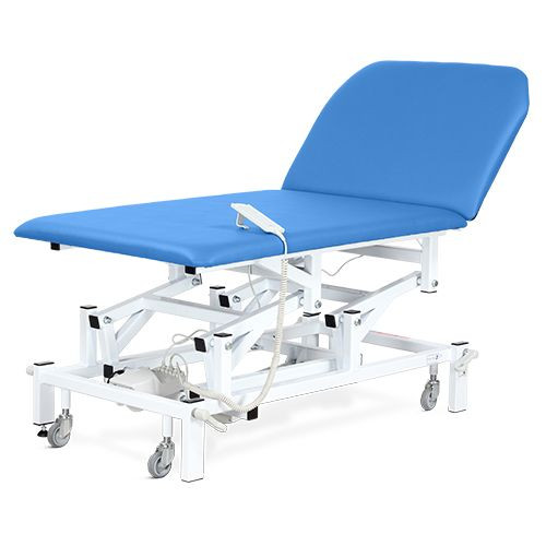 Examination & Treatment Couch, Two Section, Bariatric, Electric, Foot Switch, Coastal Blue