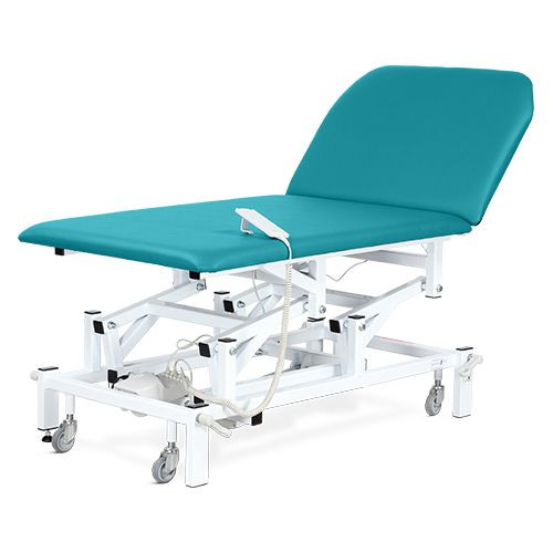 Examination & Treatment Couch, Two Section, Bariatric, Electric with Electric Backrest, Hand Switch, Aquamarine