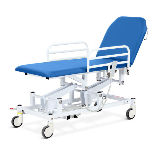 Examination & Treatment Couch, Two Section, Mobile,  Electric, Hand Switch, Coastal Blue