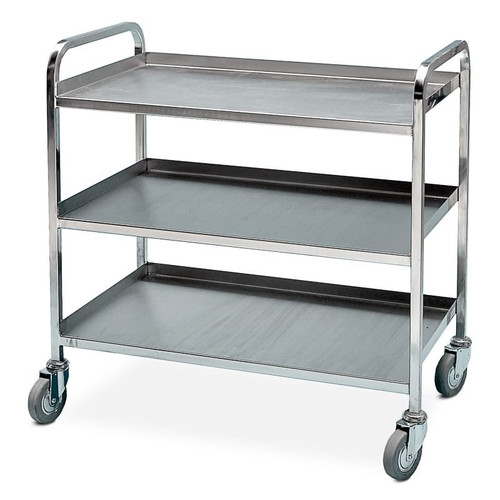 General Purpose Trolleys - Stainless Steel - Heavy Duty, Three Shelves, Ring Buffers