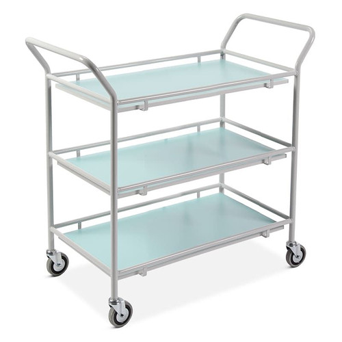 General Purpose Trolleys - Mild Steel - Melamine, Large, Three Shelves