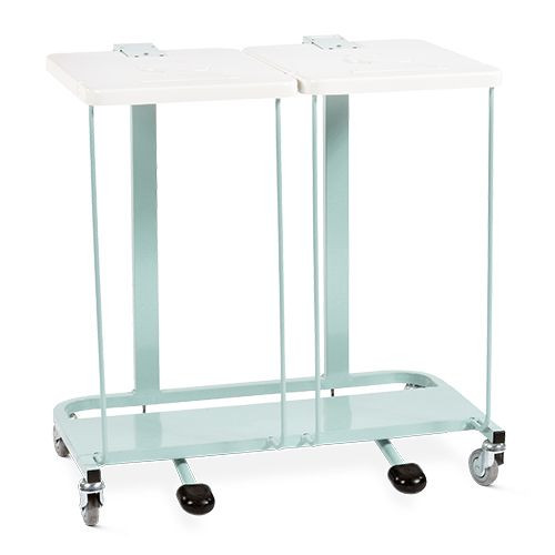 Soiled Linen Trolleys - Mild Steel, Sprung Frame, Double, Pedal Operated