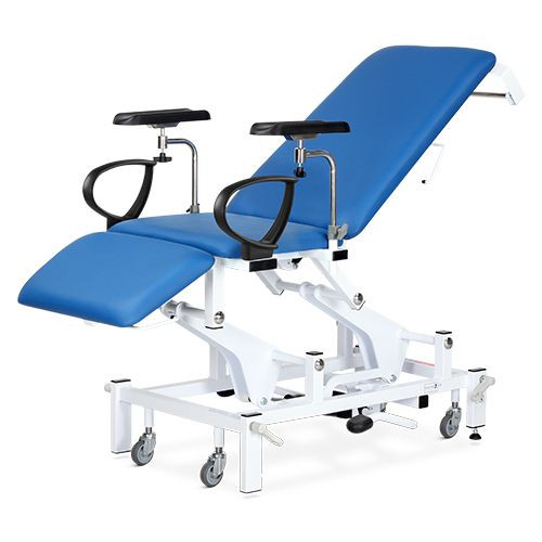 Phlebotomy Chair, Variable Height,  Electric with Electric Backrest, Foot Switch, Bristol Blue