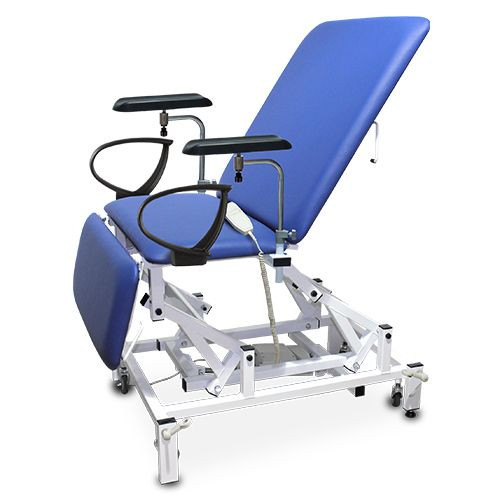 Phlebotomy Chair, Variable Height, Bariatric, Electric with Electric Backrest, Hand Switch, Bristol Blue