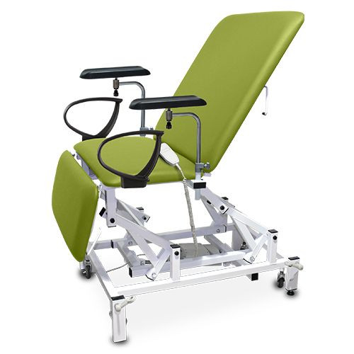 Phlebotomy Chair, Variable Height, Bariatric, Electric with Electric Backrest, Foot Switch, Lime