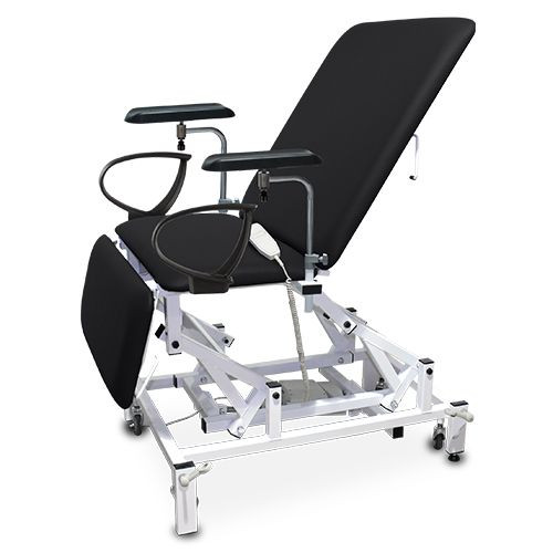 Phlebotomy Chair, Variable Height, Bariatric, Electric with Electric Backrest, Foot Switch, Onyx Black