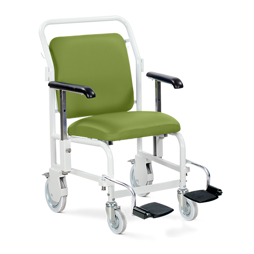 Portering Chair - Front Steer, Nesting, Hinged Footrests, Lime