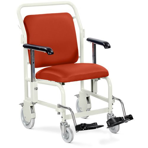 Portering Chair - Front Steer, Nesting, Hinged Footrests, Peach