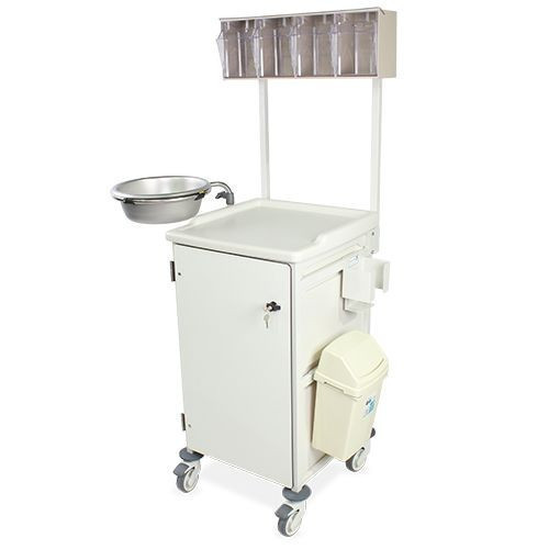 Caretray Trolley - Cast, 4 x 100mm, 1 x 150mm Trays, Electronic Push Button Lock