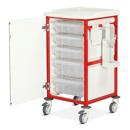 Caretray Trolley - Resuscitation, 3 x 100mm, 2 x 150mm Trays