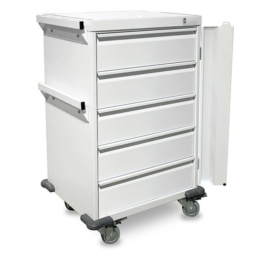 Airways / Difficult Intubation Trolley - Mild Steel, 5 x 125mm Drawers, Tamper Evident Panel