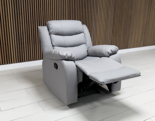 Reclining Armchair, Manual, Vinyl Lichtgrau & VP Fabric Grey