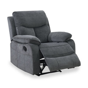 Reclining Armchair, Manual, Vinyl Schwarz & VP Fabric Grey