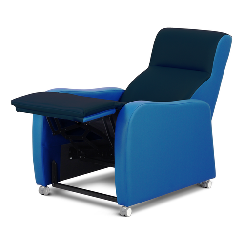Reclining Armchair, Manual, Vinyl Melon & VP Fabric Navy Blue
