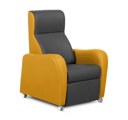 Rise & Reclining Armchair, Wide Arm, Electric, Vinyl Melon & VP Fabric Grey