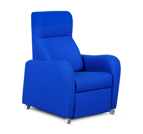 Rise & Reclining Armchair, Wide Arm, Electric, Vinyl Delft & VP Fabric Navy Blue