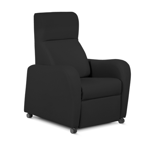 Reclining Armchair, Wide Arm, Manual, Vinyl Schwarz & VP Fabric Green