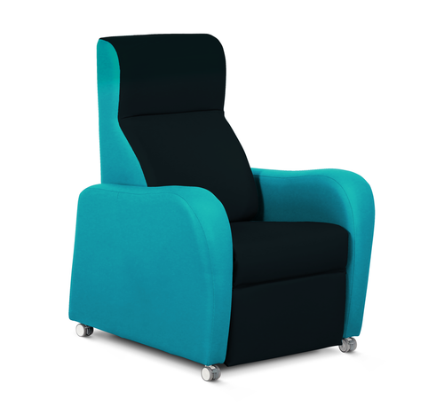 Reclining Armchair, Wide Arm, Manual, Vinyl Turkis & VP Fabric Navy Blue