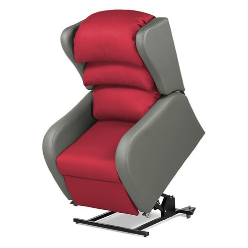Rise & Reclining Armchair, Waterfall Back, Electric, Vinyl Schwarz & VP Fabric Beige