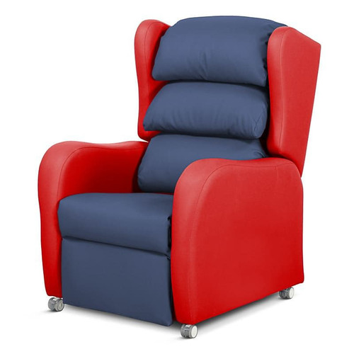 Reclining Armchair, Waterfall Back, Wide Arm, Manual, Vinyl Buche & VP Fabric Grey