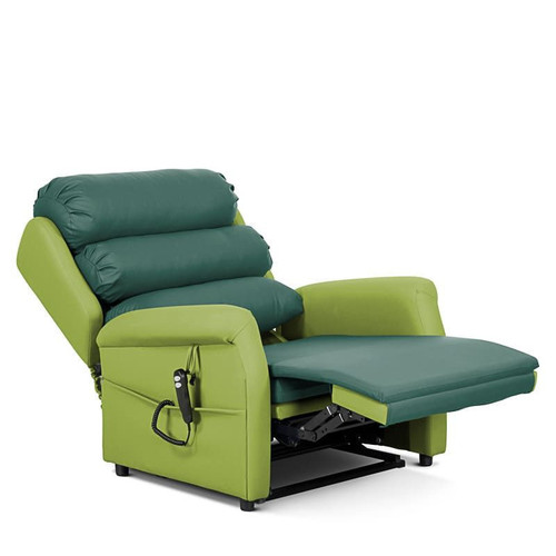 Rise & Reclining Armchair, Waterfall Back, Bariatric, Electric, 610mm, Vinyl Melon & VP Fabric Beige