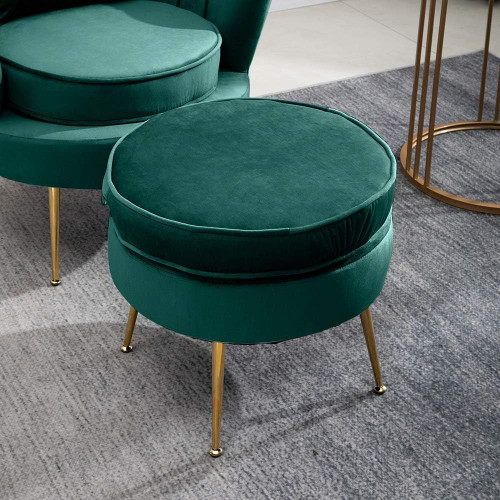 Soft Seating & Reception - Button, Pouffe Scalloped Both Sides - Kingfisher