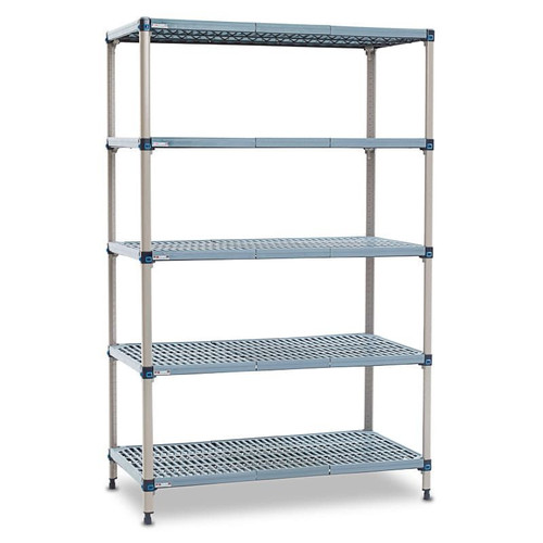 Polymer Racking - MetroMax I, Mobile Unit - 2035mm High, 5 x Grid Shelves, Shelf Size 1219 x 610mm