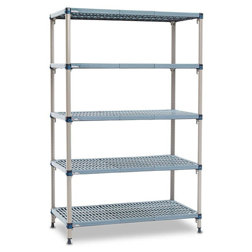 Polymer Racking - MetroMax Q, Stationary Unit - 1590mm High, 4 x Grid Shelf - Shelf Size 1524 x 610mm