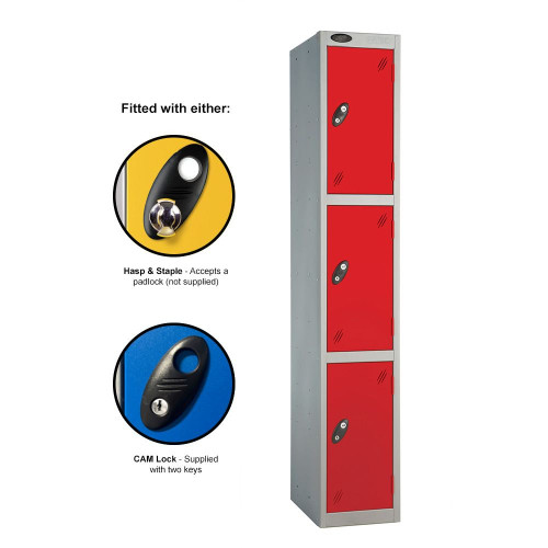 CAM Lock, Three Compartments, Single Bank, Yellow Door