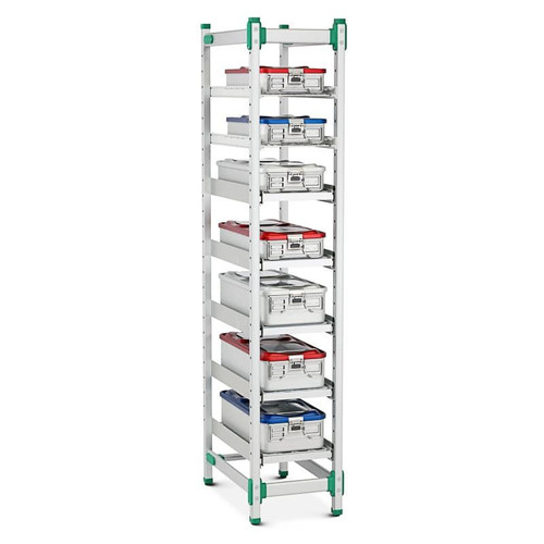 Sterile Container Storage - Static, Double Bay, 16 x Wire Grid Shelves