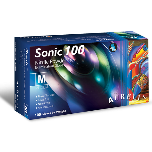 Aurelia Sonic 100 - Blue Nitrile Examination Gloves - Medium