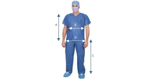 Advanced Disposable Blue Scrub Suit Set without Pockets Large