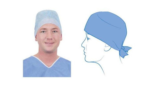 Spunlace Viscose Classic Forehead Surgical Cap with Ties