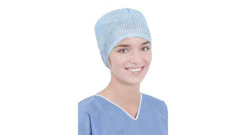 Spunlace Viscose Wide-Forehead Surgical Cap with Elastic Back Blue