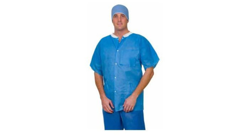 Essential Disposable Short-Sleeve Warm-up Jacket Blue, Medium