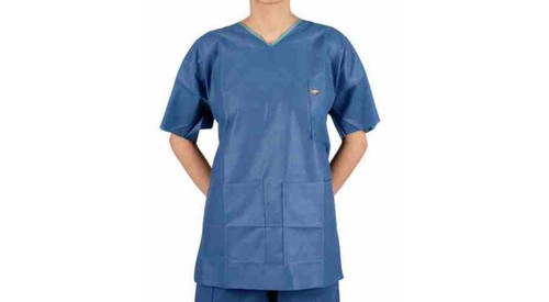 Ultimate Disposable Blue Scrub Suit Shirt, Small
