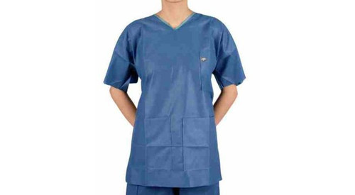 Ultimate Disposable Blue Scrub Suit Shirt, Large