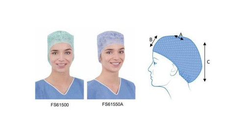 Cluster Keyback Short-Forehead Surgical Cap with Elastic Back Blue