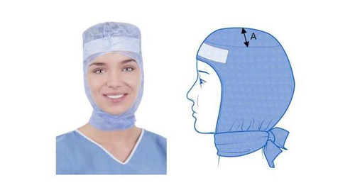 Cluster Keyback Surgical Hood with Sweatband Blue