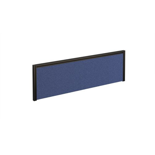 Straight fabric desktop screen 1800mm x 380mm - blue fabric with black aluminium frame