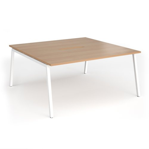 Connex Angled 1600 x 1600 x 725mm Back to Back Desk (2 x 1600mm) - White Frame / Beech Top