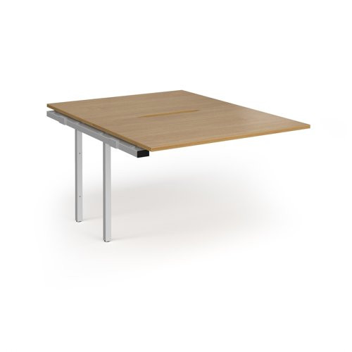 Connex Angled 1200 x 1600 x 725mm Back to Back Add On Bay - Silver Frame / Oak Top