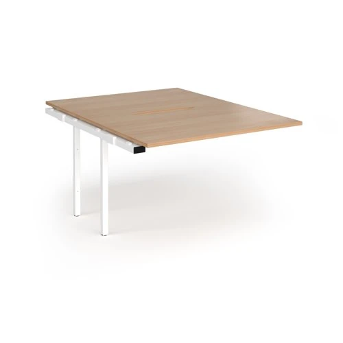 Connex Angled 1200 x 1600 x 725mm Back to Back Add On Bay - White Frame / Beech Top
