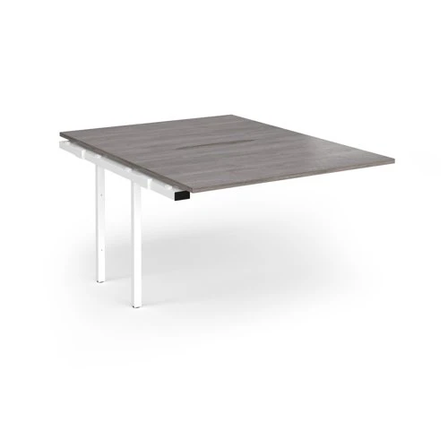 Connex Angled 1200 x 1600 x 725mm Back to Back Add On Bay - White Frame / Grey Oak Top