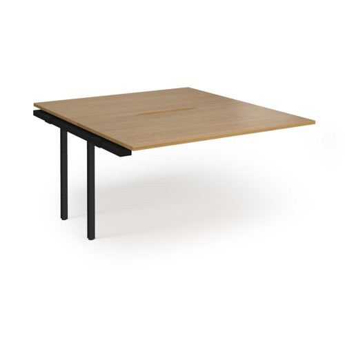 Connex Angled 1400 x 1600 x 725mm Back to Back Add On Bay - Black Frame / Oak Top
