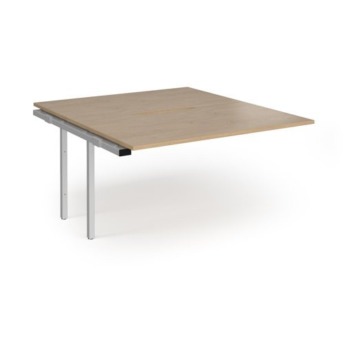 Connex Angled 1400 x 1600 x 725mm Back to Back Add On Bay - Silver Frame / Kendal Oak Top