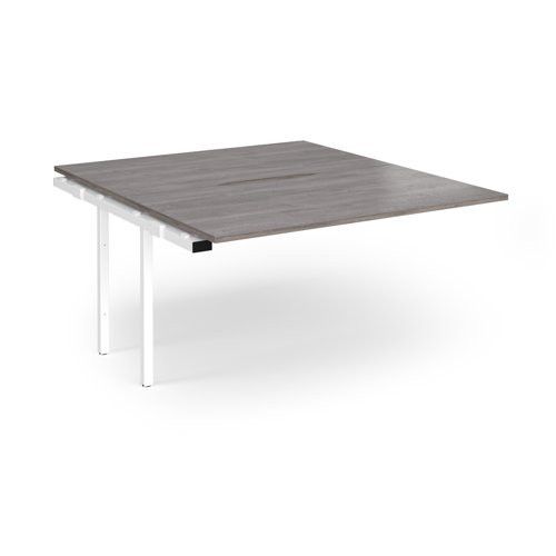 Connex Angled 1400 x 1600 x 725mm Back to Back Add On Bay - White Frame / Grey Oak Top