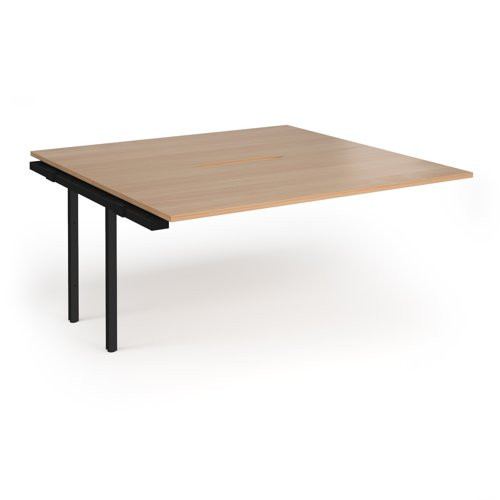 Connex Angled 1600 x 1600 x 725mm Back to Back Add On Bay - Black Frame / Beech Top