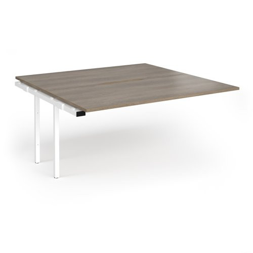 Connex Angled 1600 x 1600 x 725mm Back to Back Add On Bay - White Frame / Nebraska Oak Top